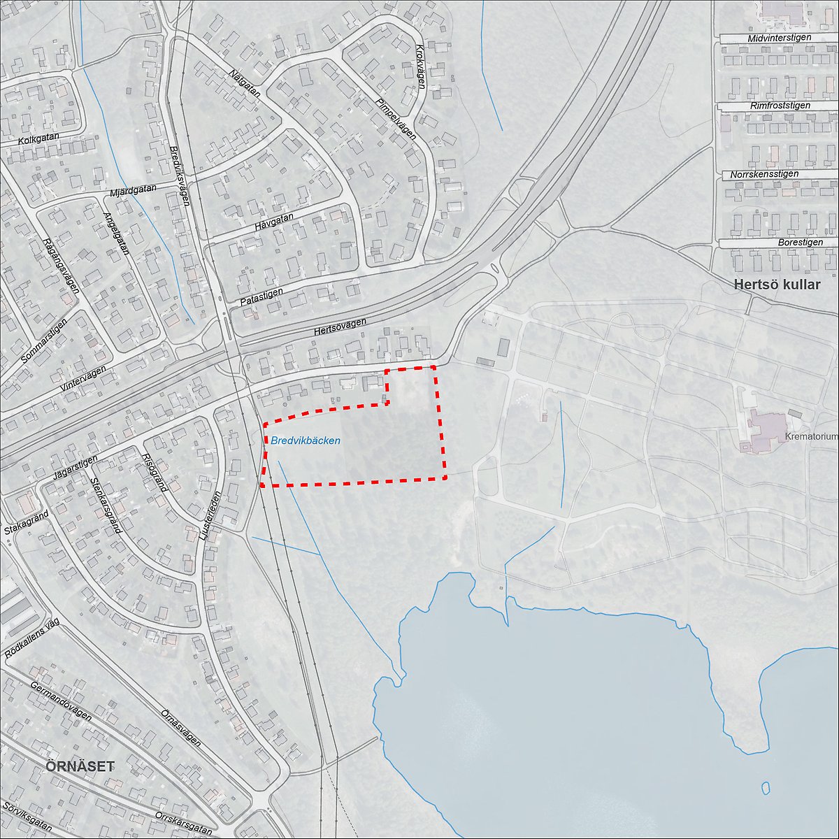 Karta som visar området för detaljplanen.