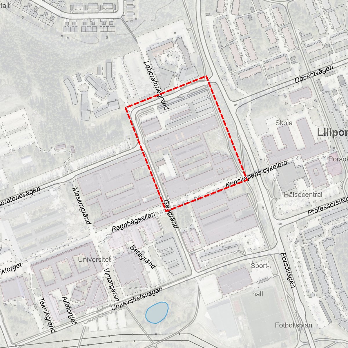 Karta som visar området för detaljplanen.