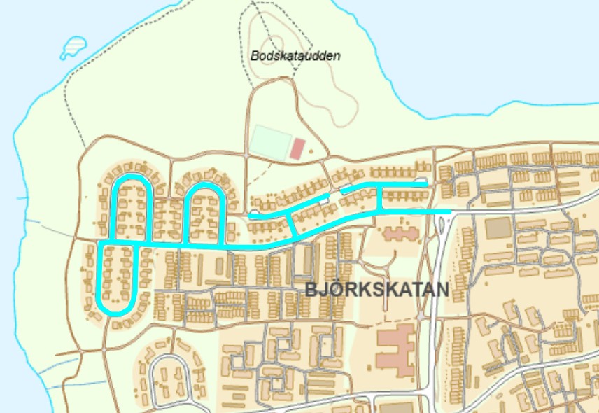 Karta som visar var den nya Hertsökolan byggs