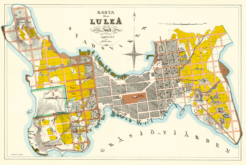 Karta Luleå stad 1858.