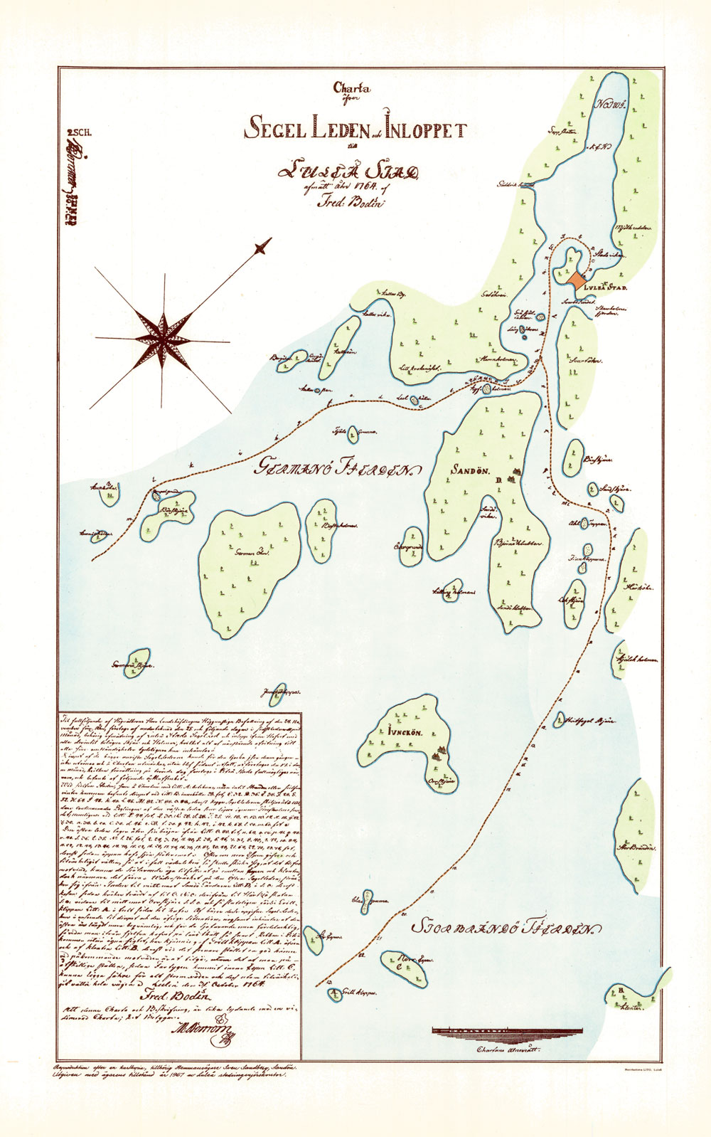 Karta Luleå stad 1764.