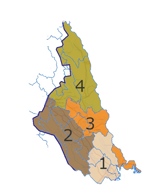 Bilden visar en karta över Råneå etapp 1-4