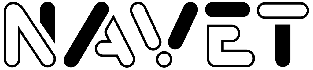 Navets logotyp med svarta bokstäver på vit botten.