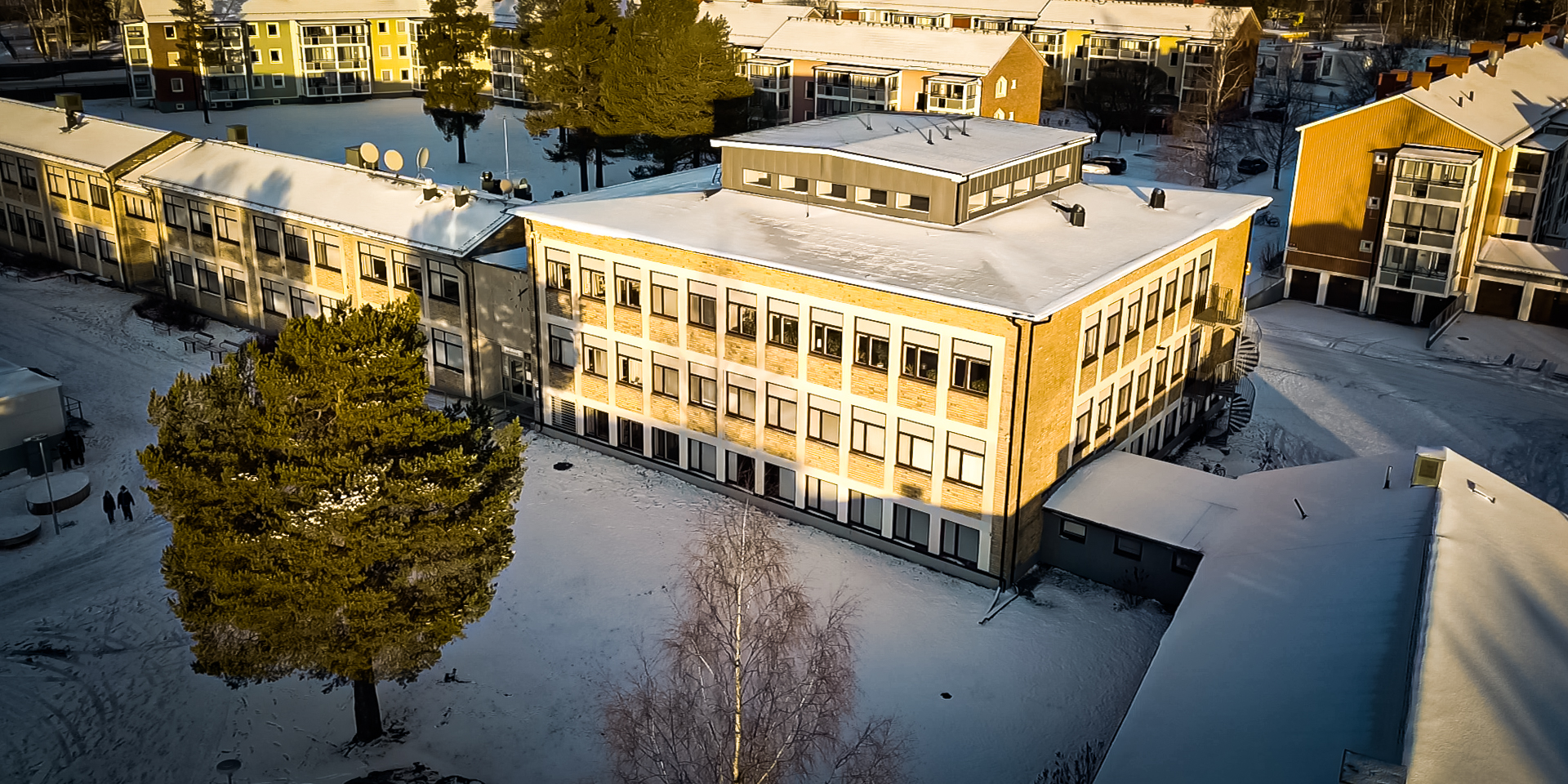 Flygbild över Örnässkolan med vy över skolområdet