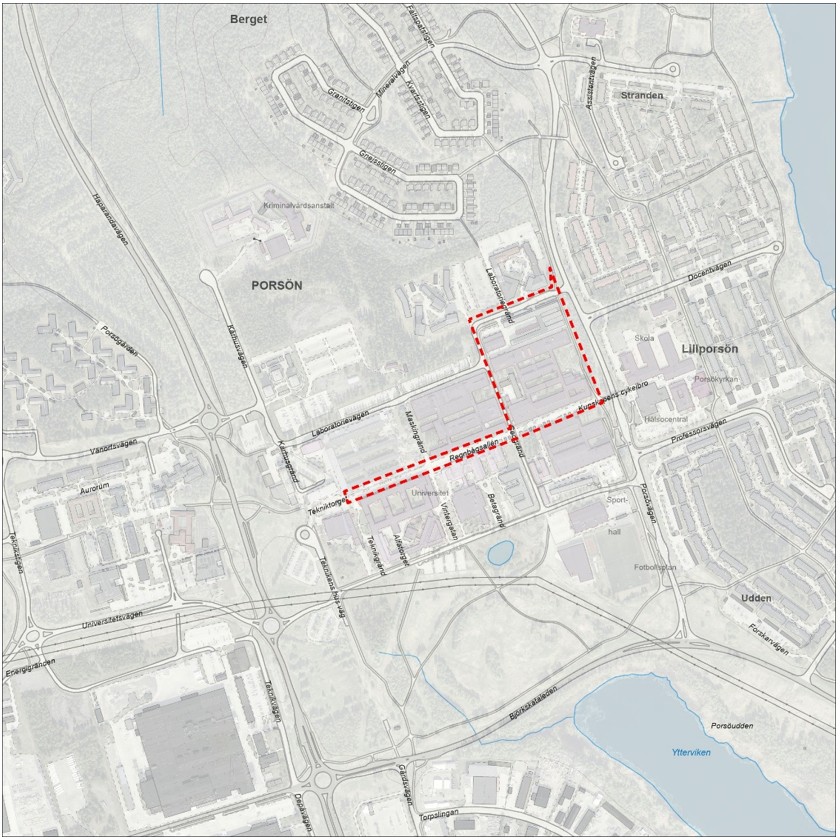 Karta som visar området för detaljplanen.