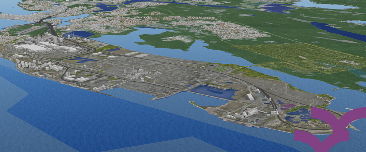 3D-modell i den digitala tvillingen över Luleå Industripark