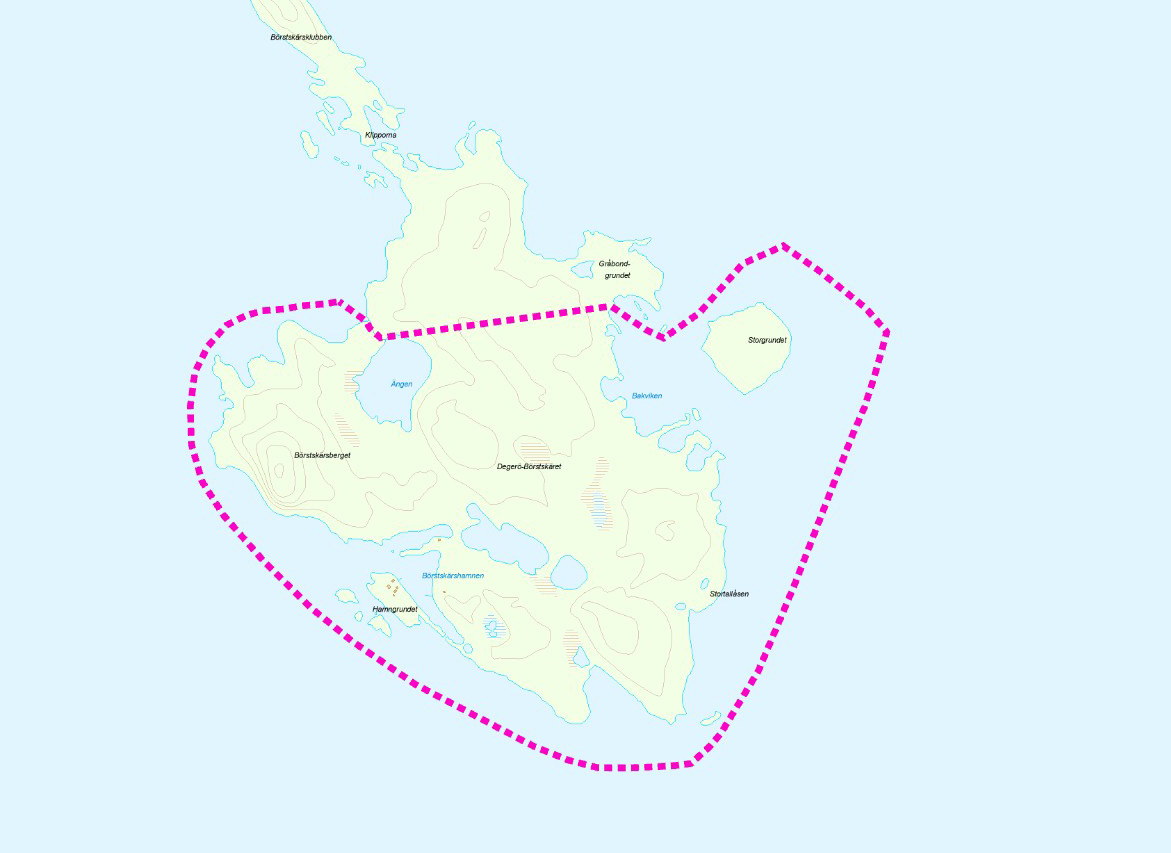 Karta över naturreservatet Degerö-Börstskär