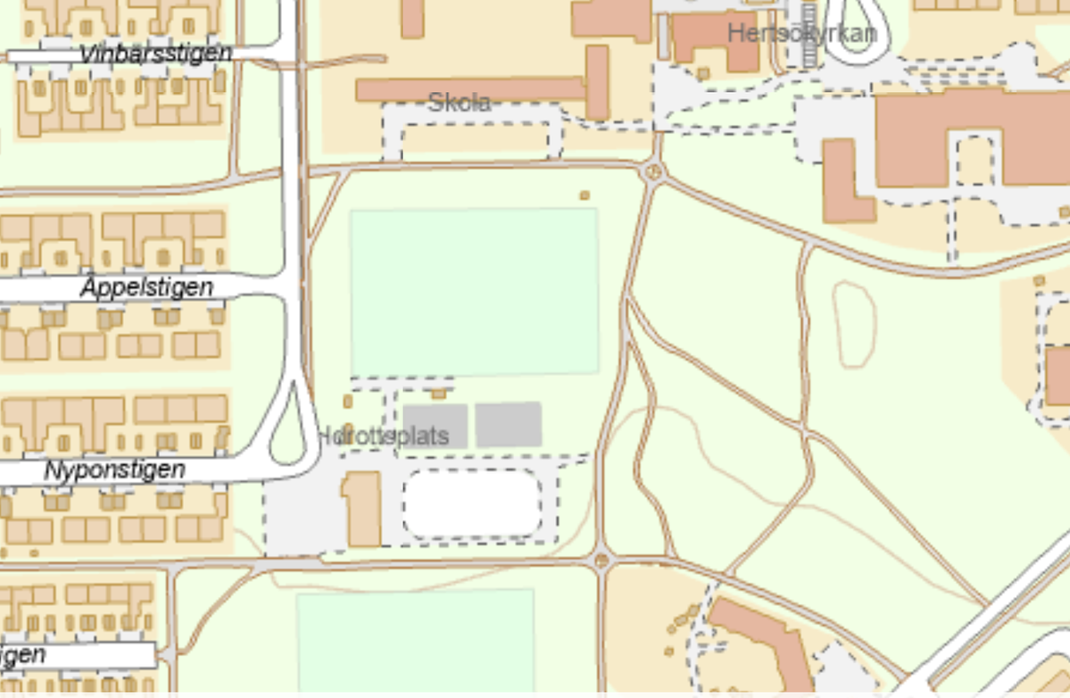 Karta som visar var den nya Hertsökolan byggs