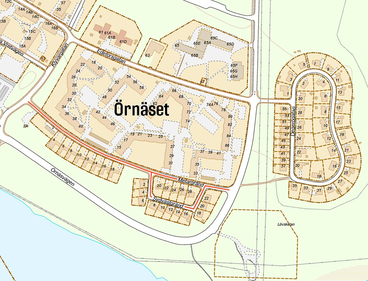 Karta som visar var den nya Hertsökolan byggs