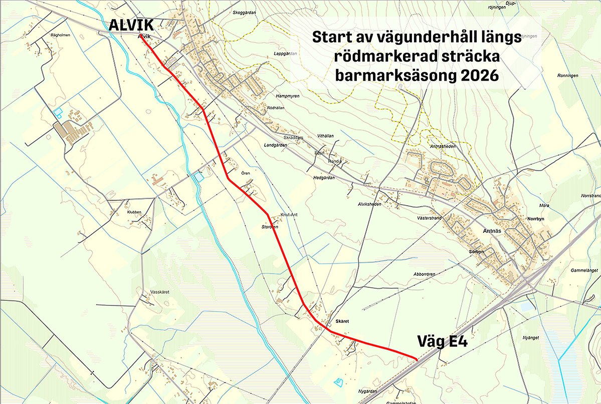 Karta som visar Skäretvägen.