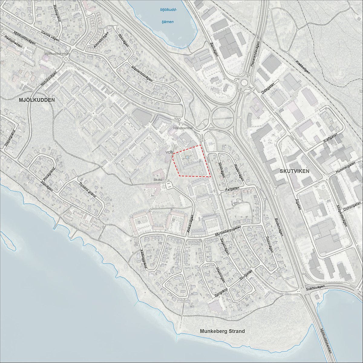 Karta som visar området för detaljplanen.
