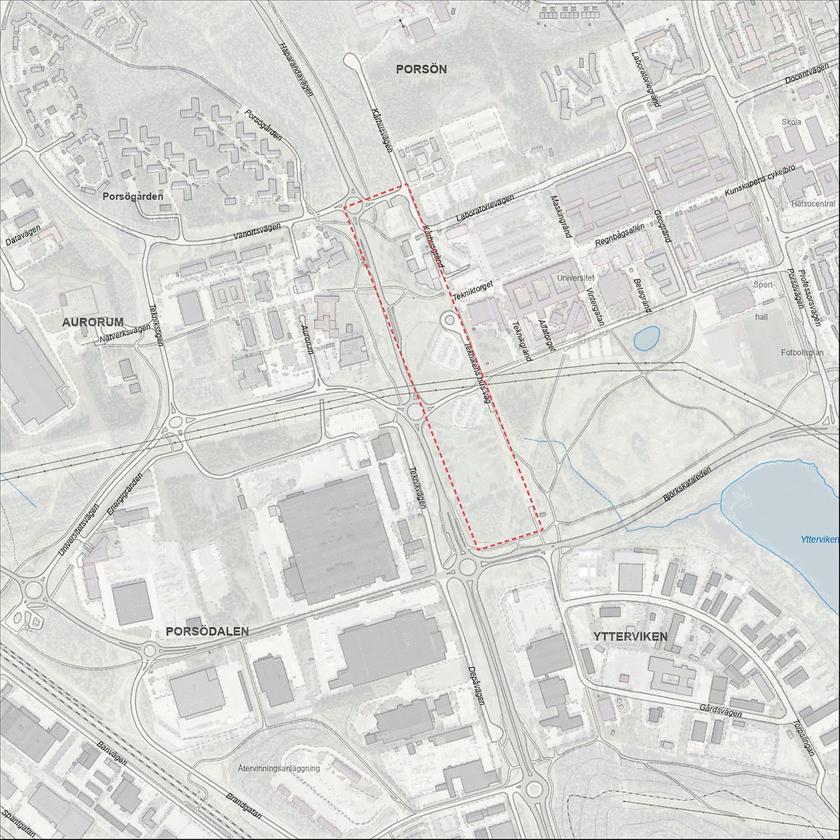 Karta som visar området för detaljplanen.