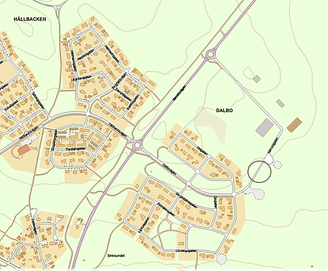 Karta som visar var den nya Hertsökolan byggs