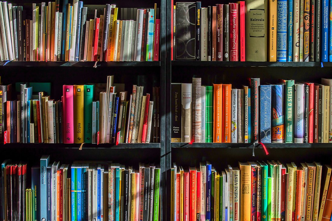 Böcker i en bokhylla