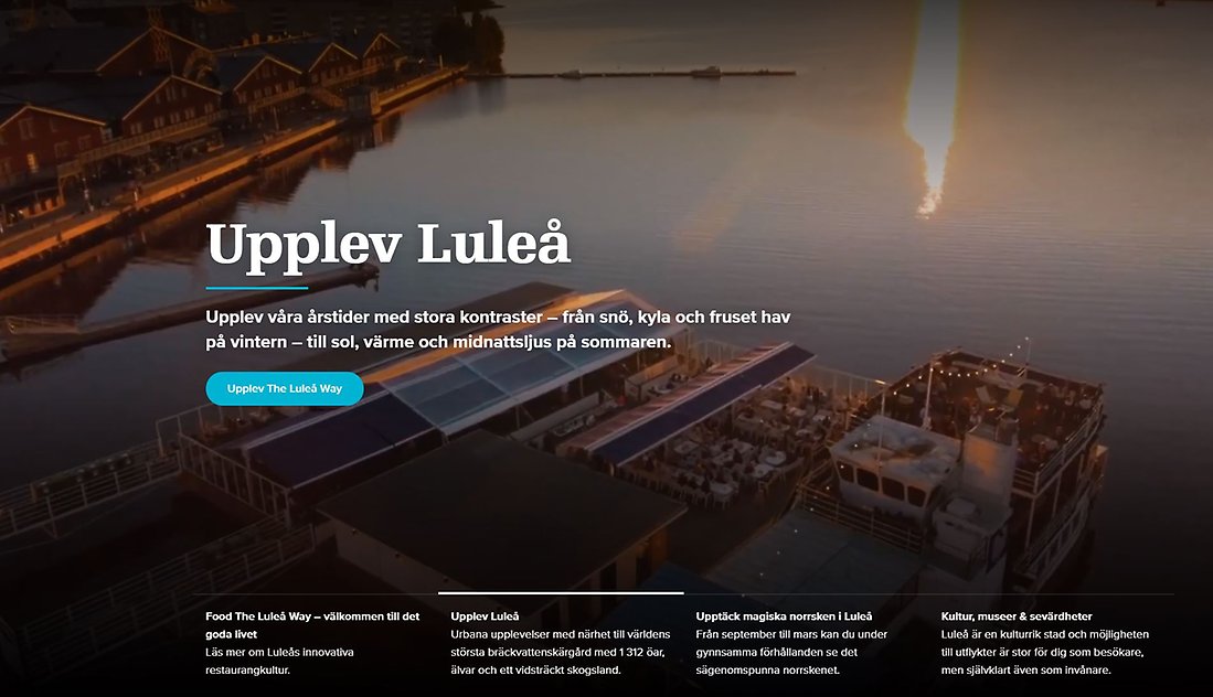 Skärmklipp av Luleås webb för besökare och turister