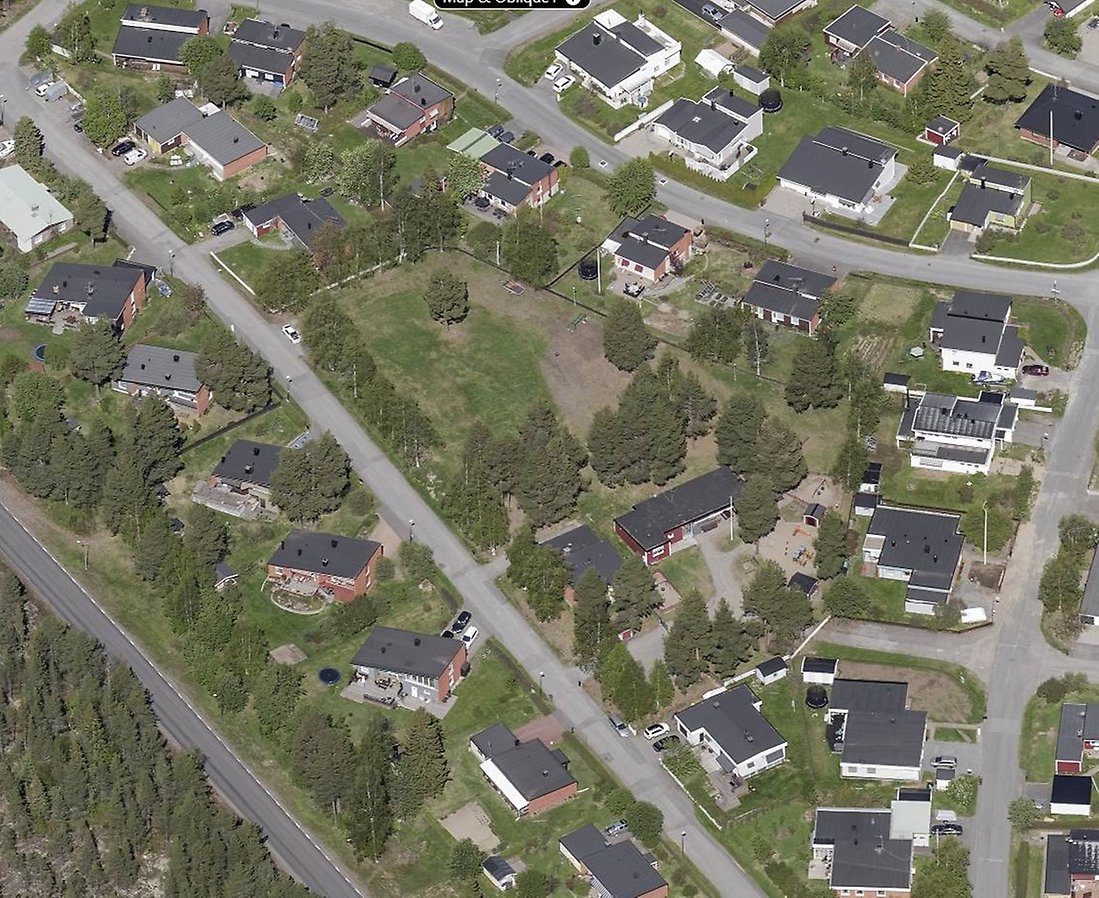 Alternativ 1B: Kartbild på placering av ny förskola på Trollstaden