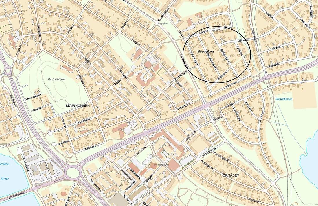 Karta som visar var den nya Hertsökolan byggs