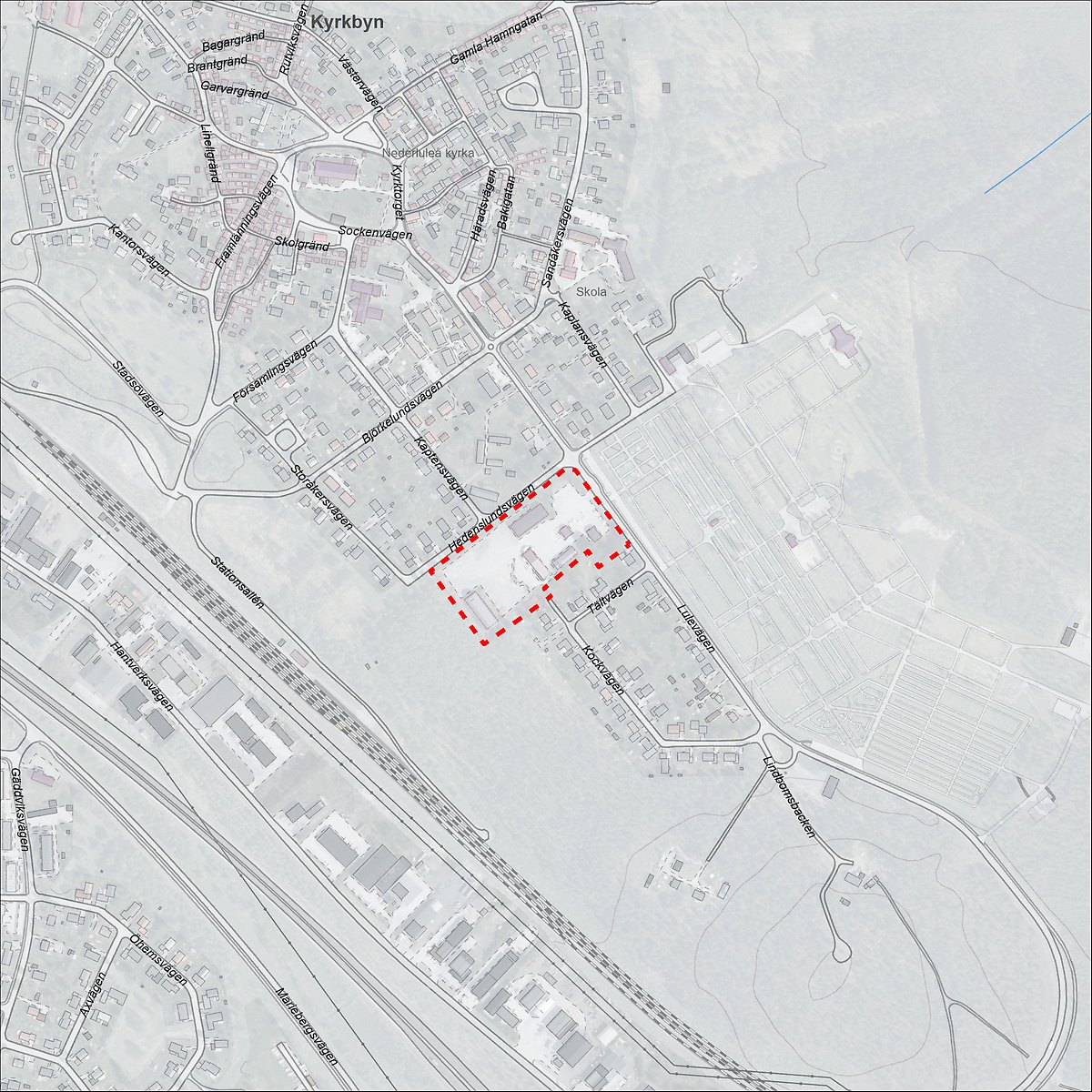 Översiktskarta ungefärligt planområde Trekanten